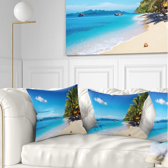 Designart Tropical Beach Thailand - Photography Throw Pillow - 18x18