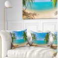 thumbnail image 1 of Designart Tropical Beach with Coconut Trees - Landscape Photography Throw Pillow - 16x16, 1 of 5