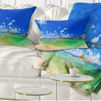 Designart Tropical Beach with Green Sea - Landscape Photography Throw Pillow - 12x20