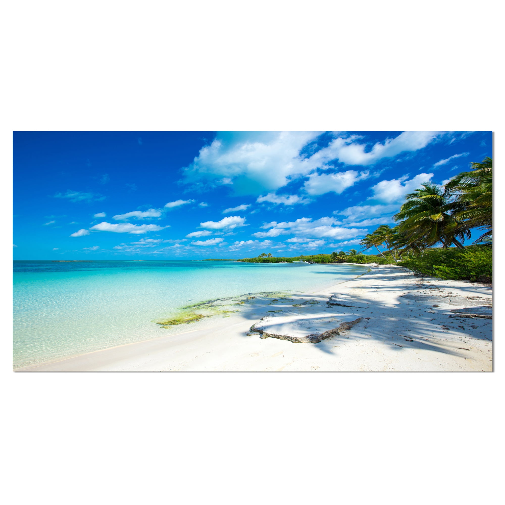 Designart 'Tropical Beach with Palm Shadows ' Large Seashore Canvas Print