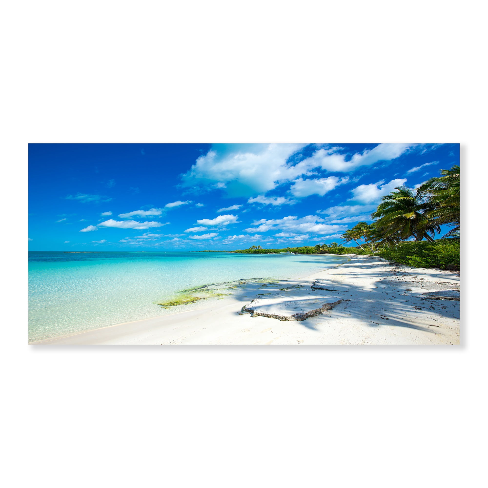 Designart 'Tropical Beach with Palm Shadows ' Large Seashore Canvas Print