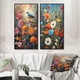 thumbnail image 1 of Designart "Tropical Birds in Paradise Vibrant Flowerfield II" Animals Bird Framed Wall Art Set Of 2 - Children's Art Blue Framed Wall Art Set Of 2, 1 of 6