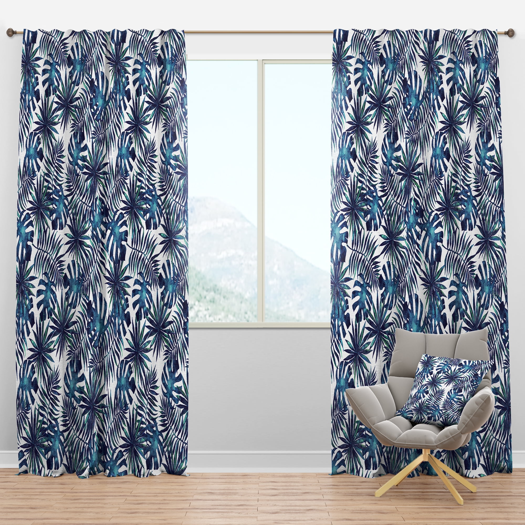 Designart 'Tropical Blue Mood III' Tropical Blackout Curtain Panel