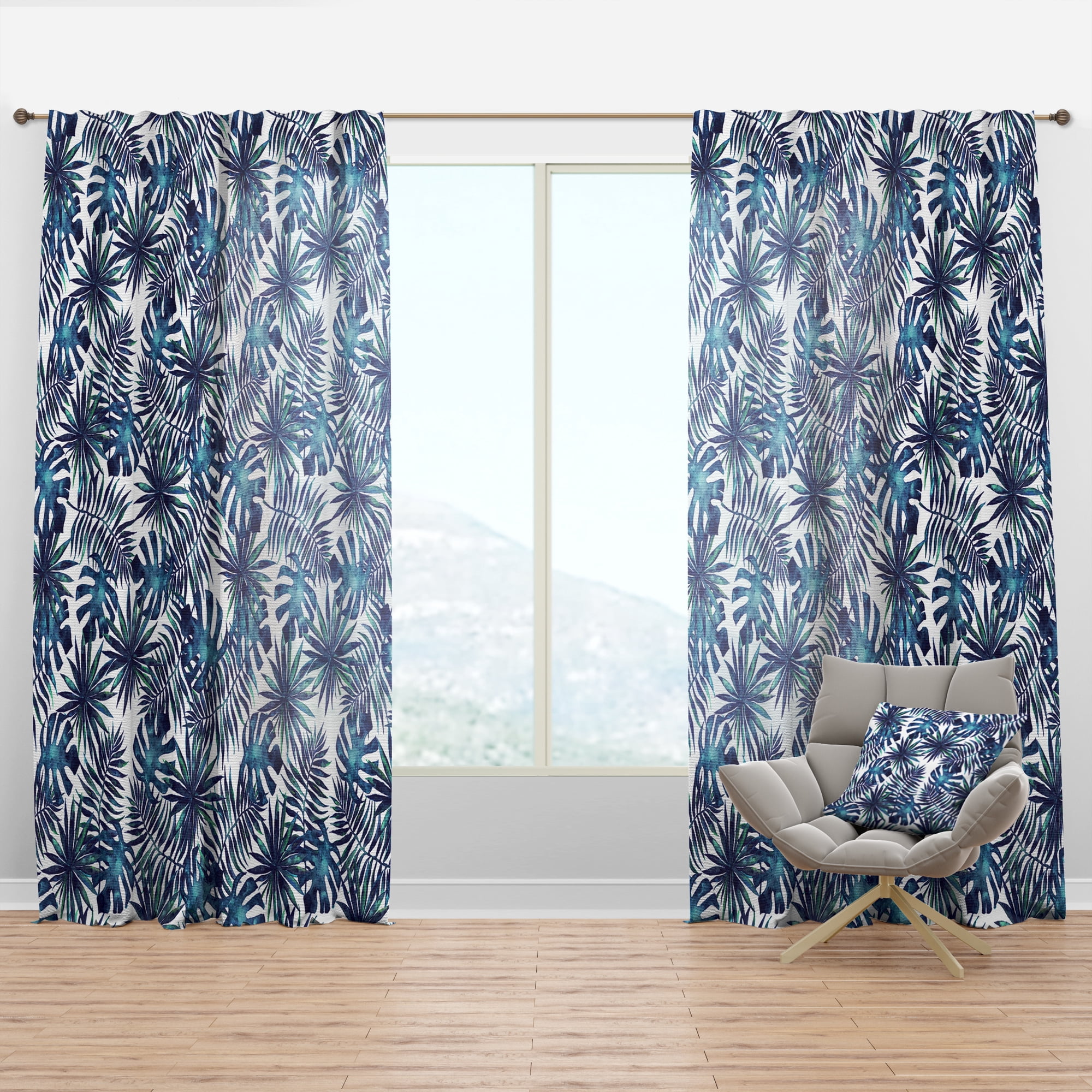 Designart 'Tropical Blue Mood III' Tropical Curtain Panel