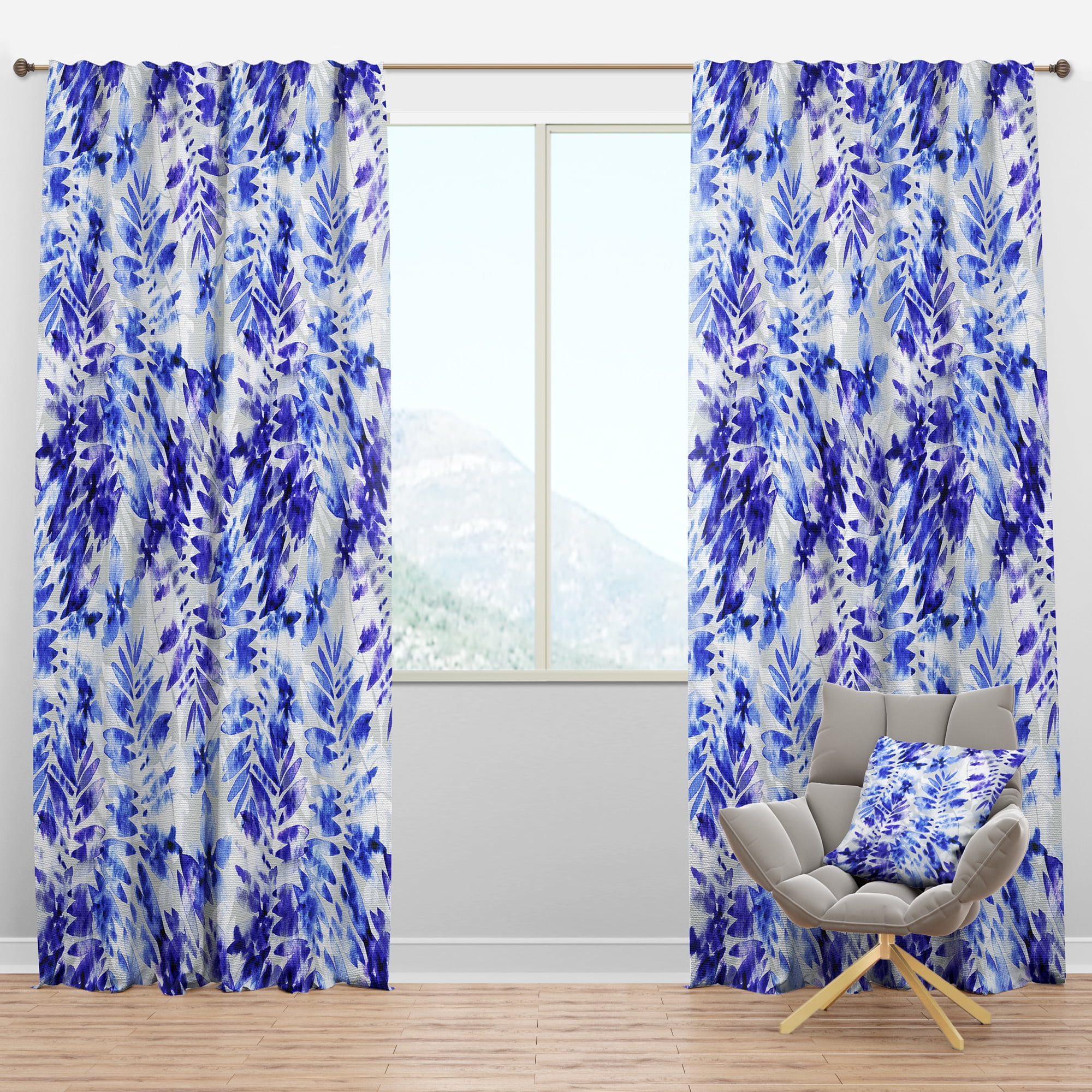 Designart 'Tropical Blue Mood IV' Tropical Blackout Curtain Panel