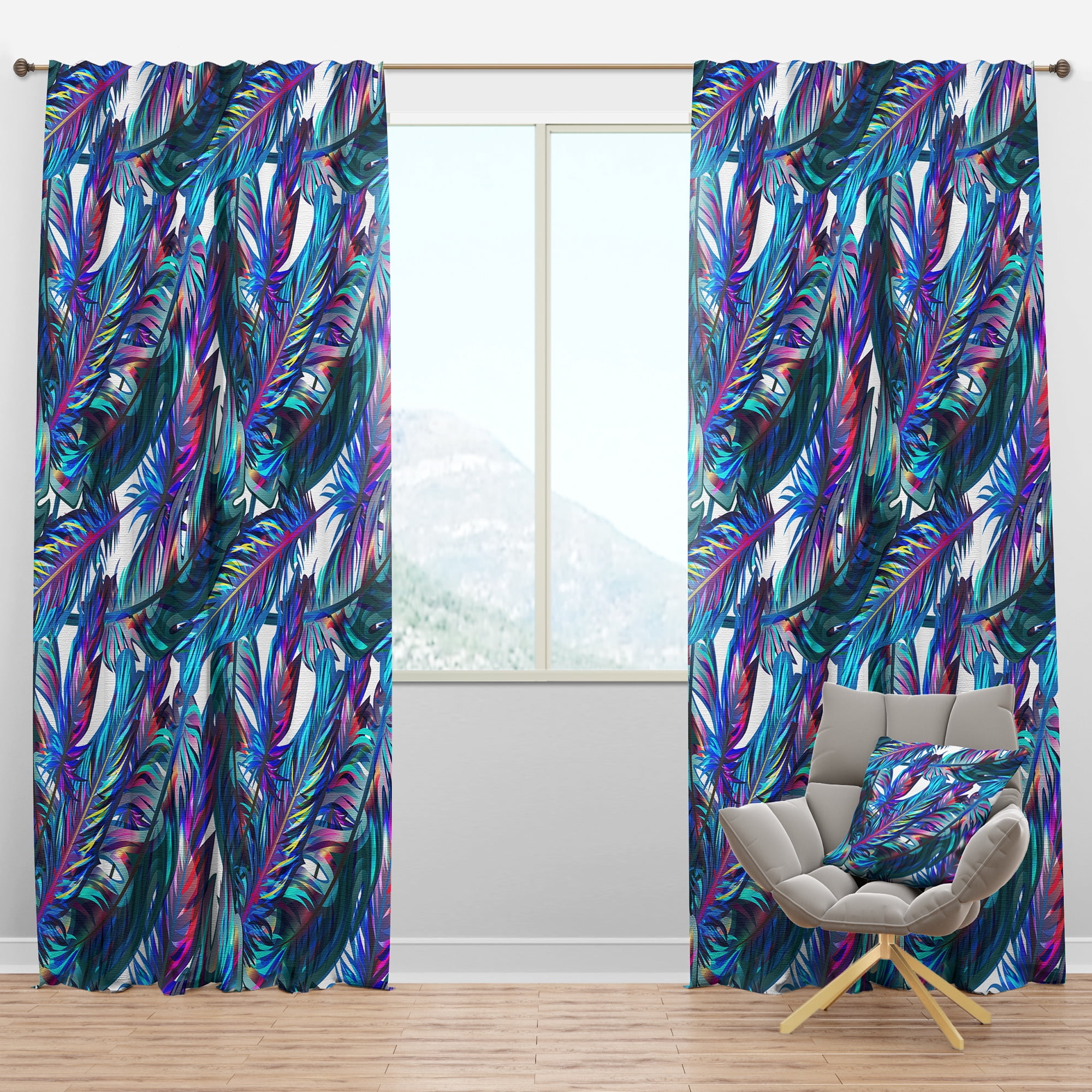 Designart 'Tropical Blue Mood IX' Tropical Blackout Curtain Panel