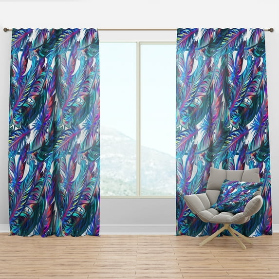 Designart 'Tropical Blue Mood IX' Tropical Curtain Panel