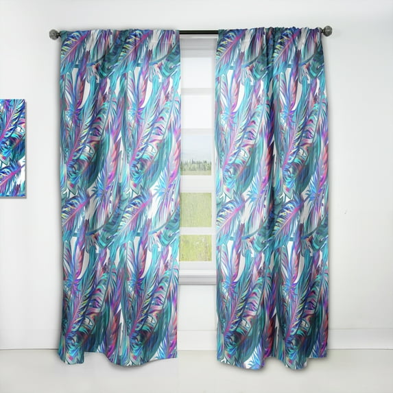 Designart 'Tropical Blue Mood IX' Tropical Curtain Panel