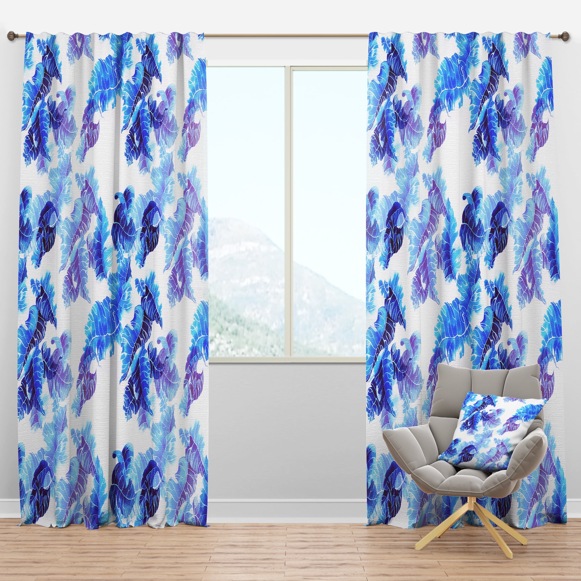 Designart 'Tropical Blue Mood V' Tropical Blackout Curtain Panel