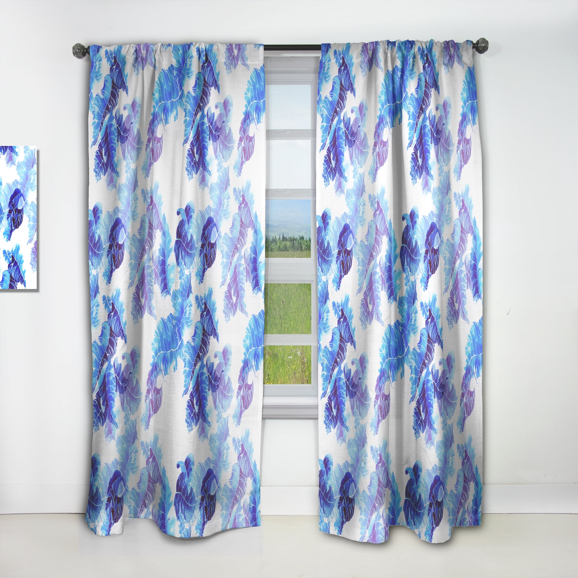 Designart 'Tropical Blue Mood V' Tropical Curtain Panel