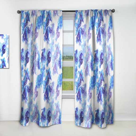 Designart 'Tropical Blue Mood V' Tropical Curtain Panel