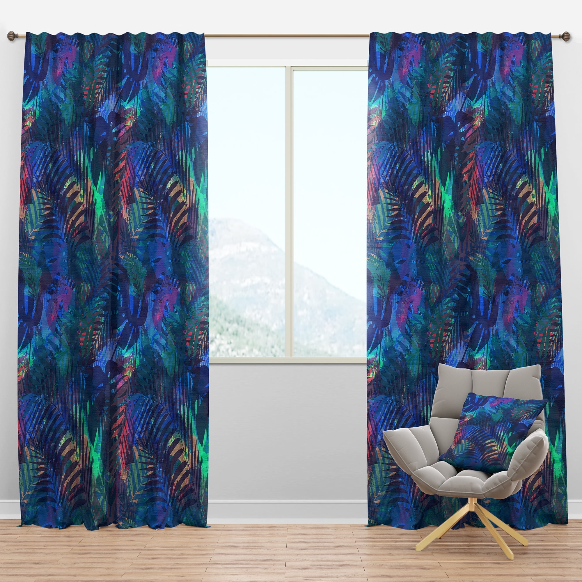 Designart 'Tropical Blue Mood VII' Modern & Contemporary Blackout Curtain Panel