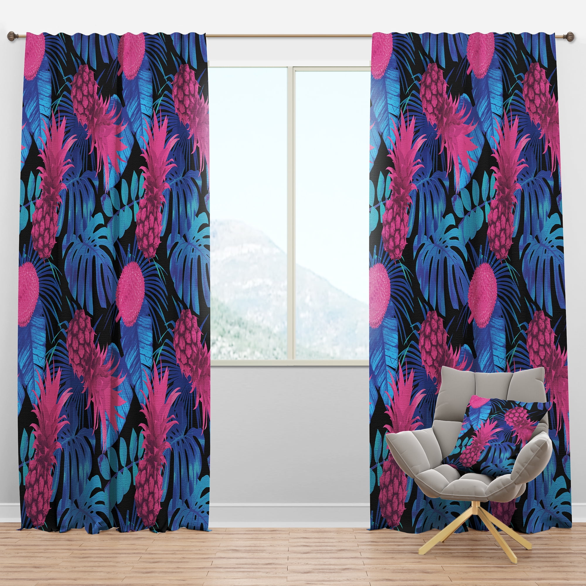Designart 'Tropical Blue Mood VIII' Tropical Blackout Curtain Panel