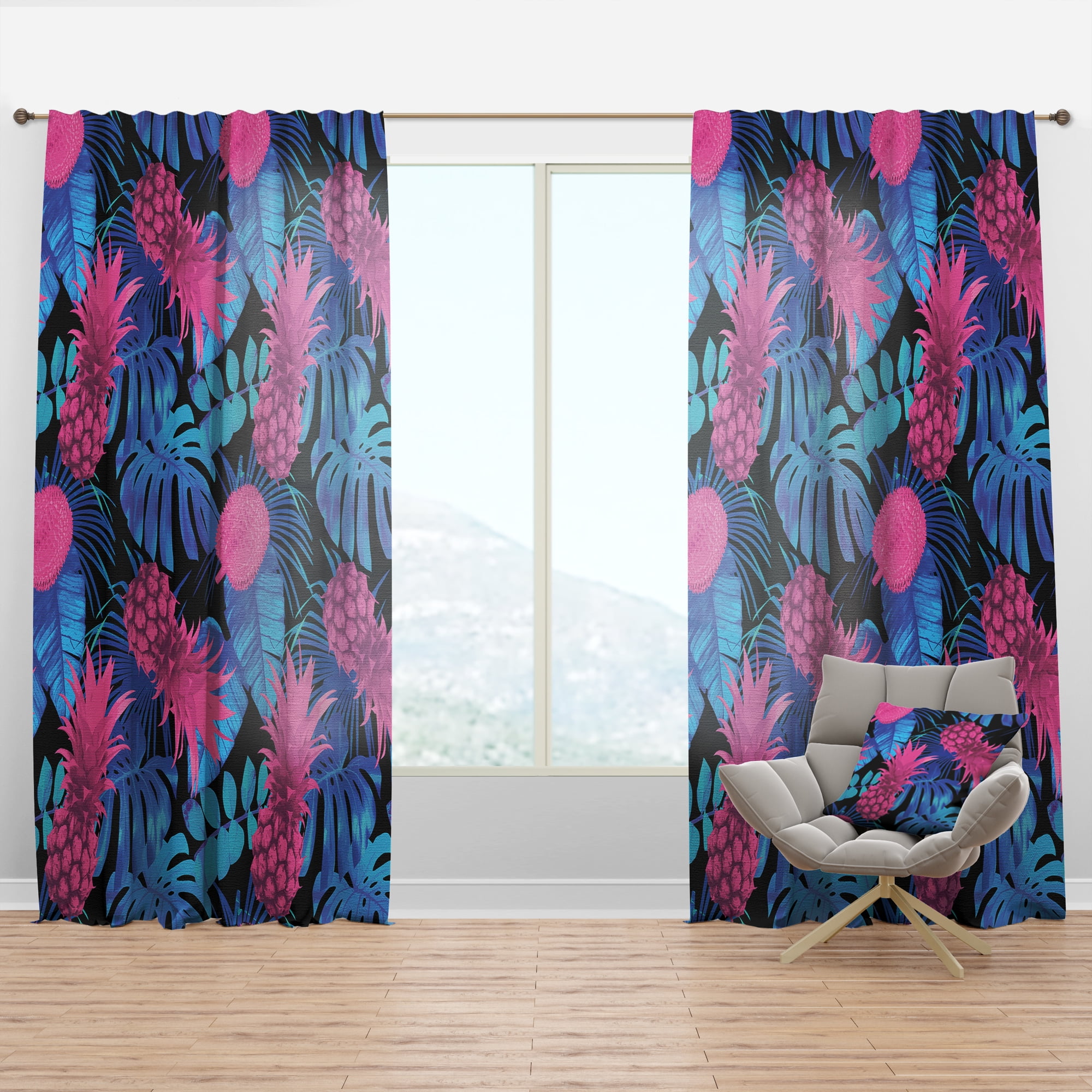 Designart 'Tropical Blue Mood VIII' Tropical Curtain Panel