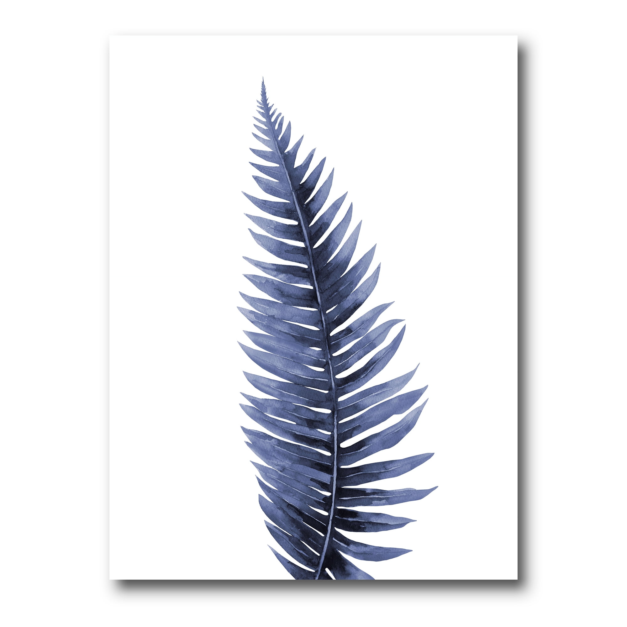 Designart ' Tropical Blue Watercolour Leaves On White ' Bohemian & Eclectic Canvas Wall Art Print