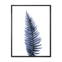 Designart 'Tropical Blue Watercolour Leaves On White' Bohemian & Eclectic Framed Canvas Wall Art Print