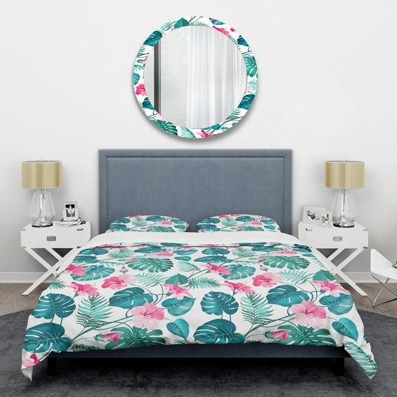 Designart 'Tropical Botanicals And Flowers' Mid-Century Modern Duvet Cover Set