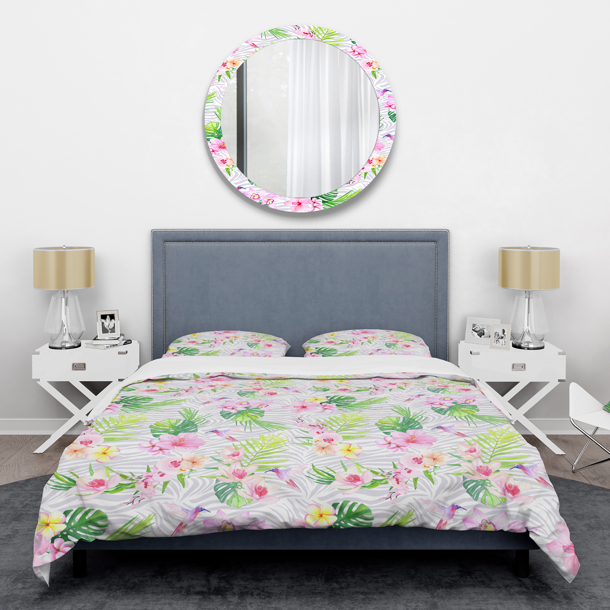 Designart 'Tropical Botanicals And Flowers VI' Mid-Century Modern Duvet Cover Set