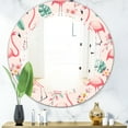 thumbnail image 1 of Designart 'Tropical Botanicals, Flowers And Flamingo II' Modern Round Wall Mirror - Triple C, 1 of 3