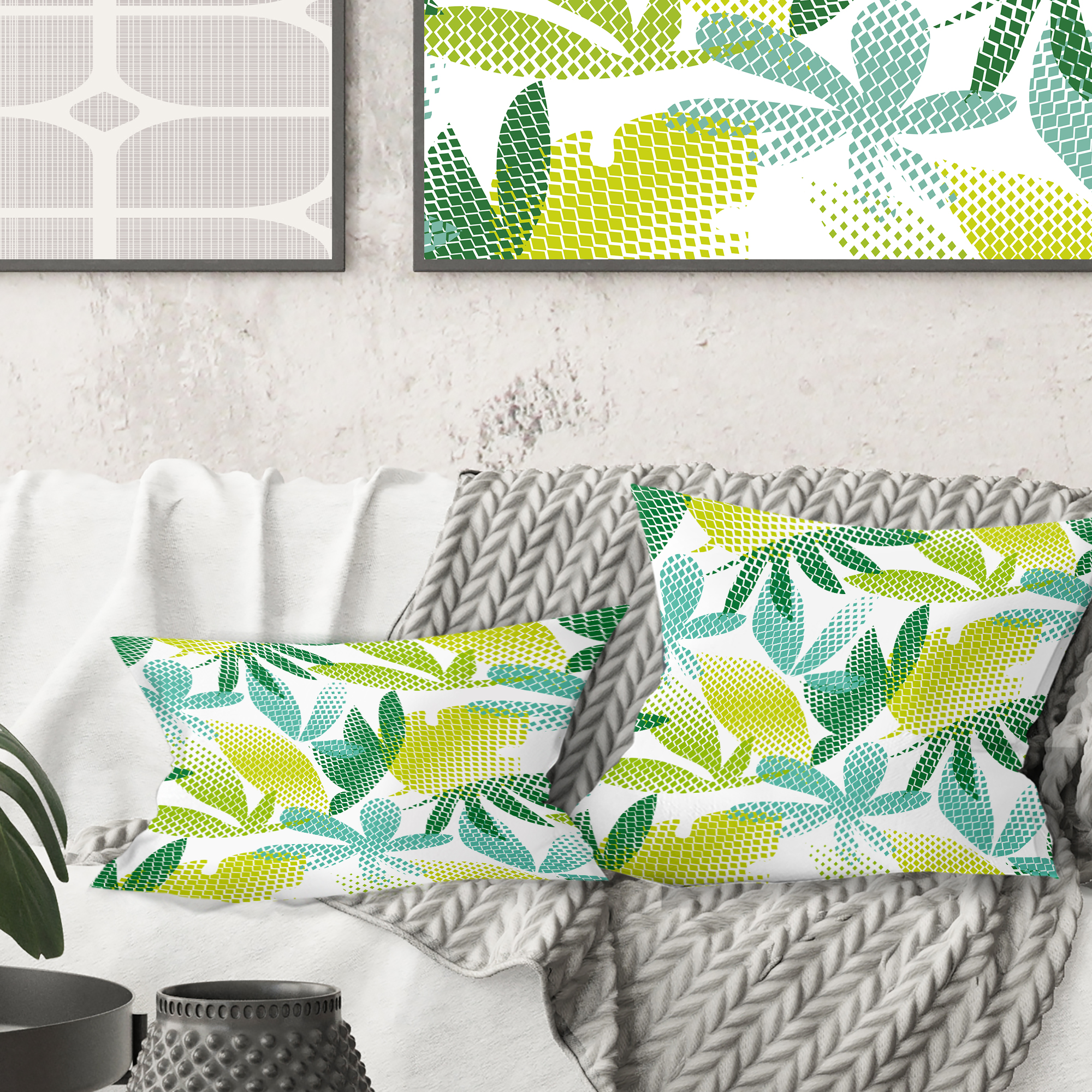 Designart Tropical Botanicals III' Mid-Century Modern Throw Pillow - 16x16