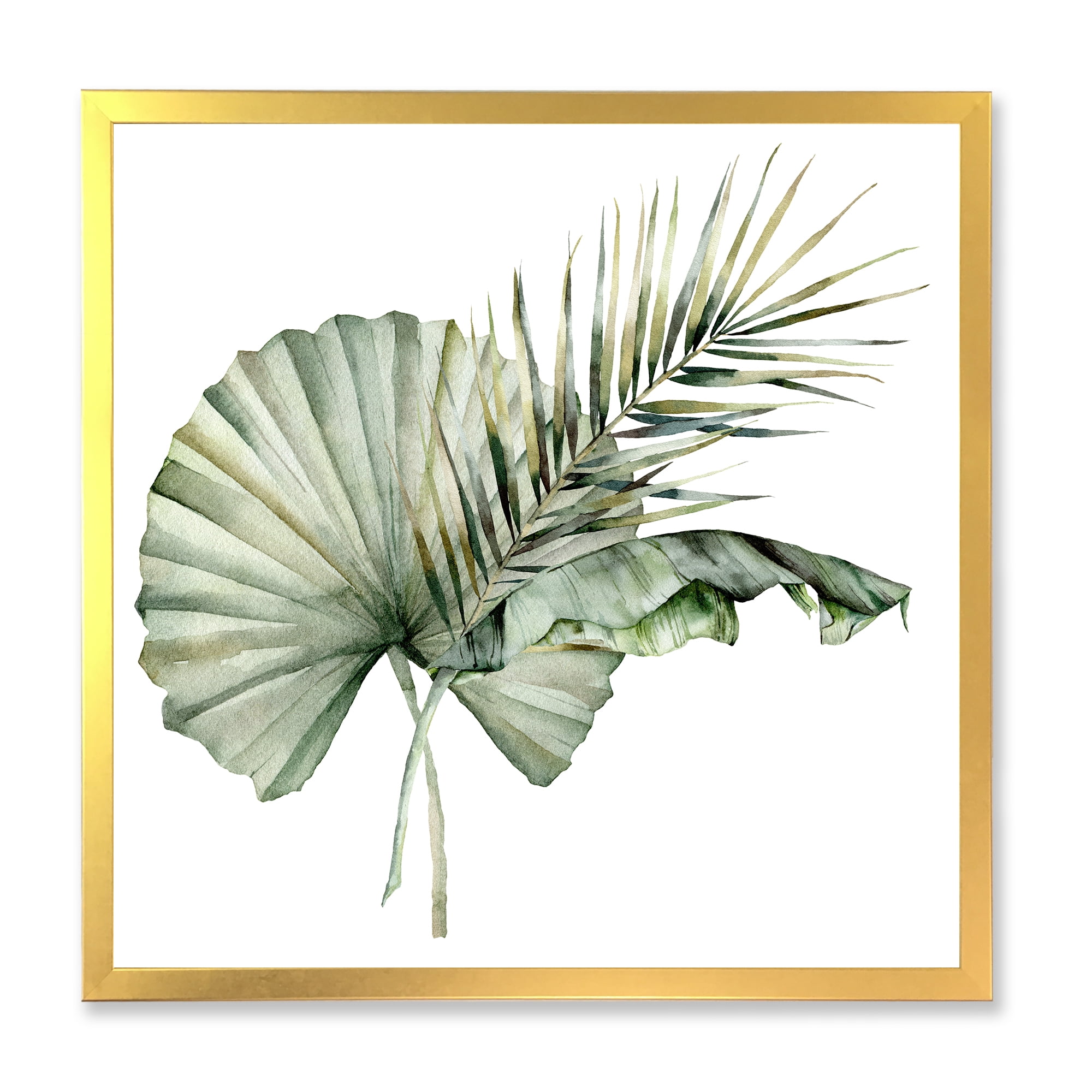 Designart 'Tropical Bouquet With Banana Coconut and Palm Leaves' Traditional Framed Art Print