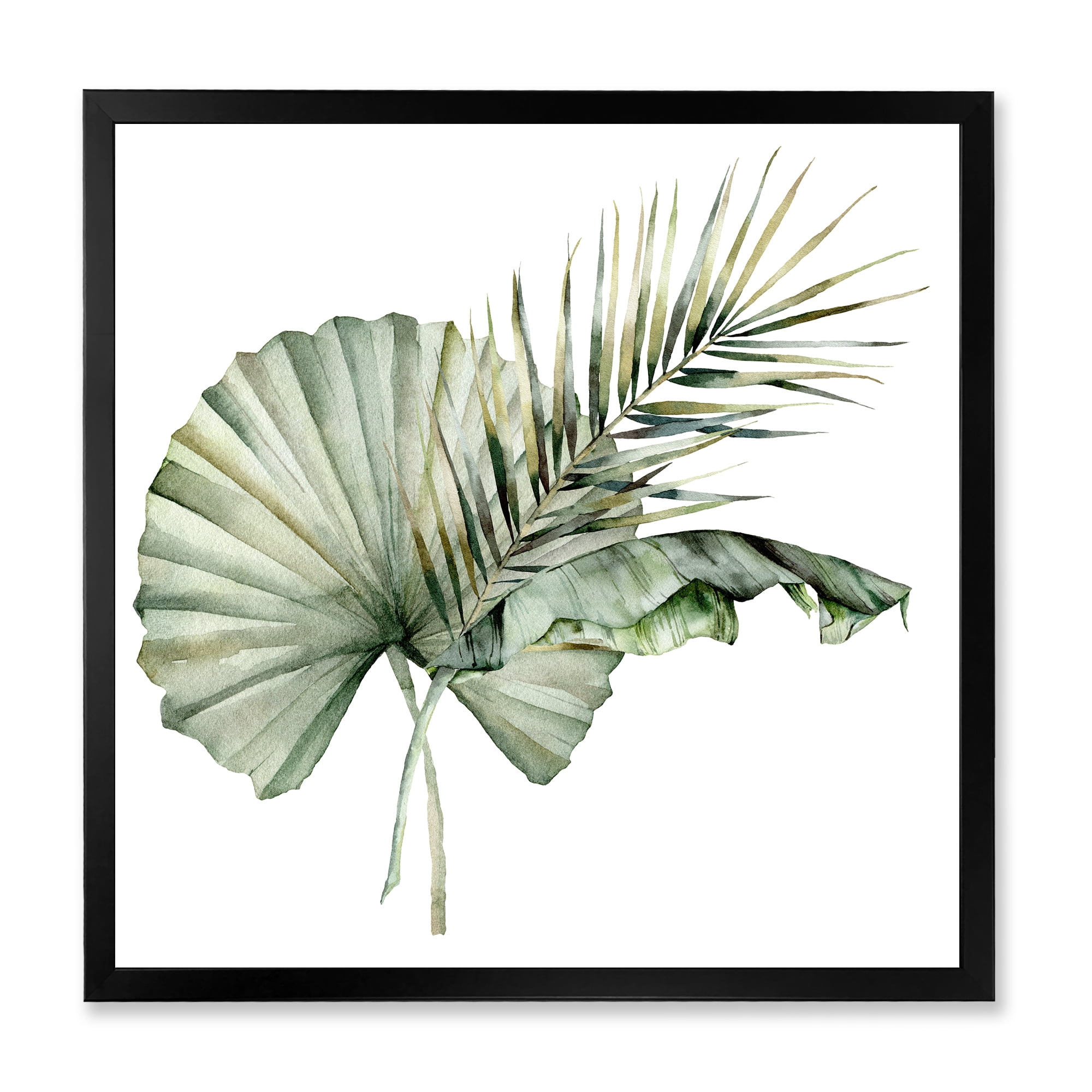 Designart 'Tropical Bouquet With Banana Coconut and Palm Leaves' Traditional Framed Art Print