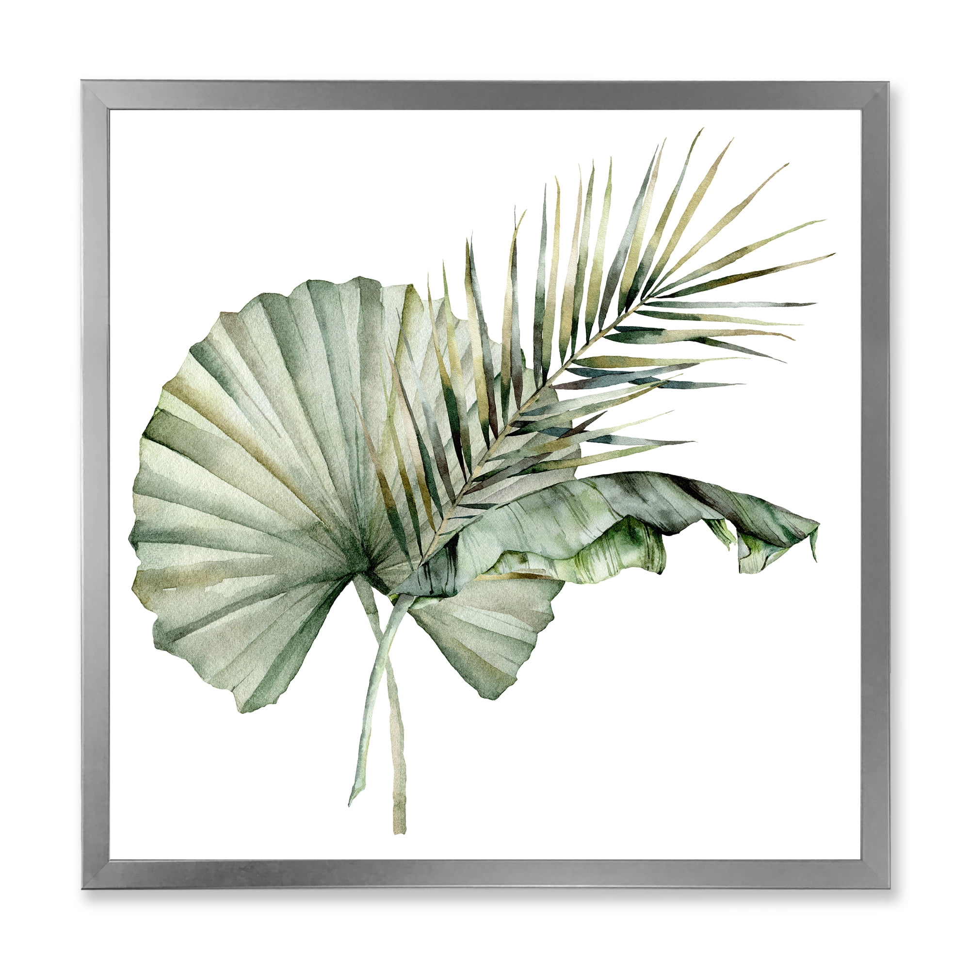 Designart 'Tropical Bouquet With Banana Coconut and Palm Leaves' Traditional Framed Art Print