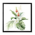 thumbnail image 1 of Designart 'Tropical Bouquet With Plumeria Lupine Palm Leaves' Traditional Framed Art Print, 1 of 4