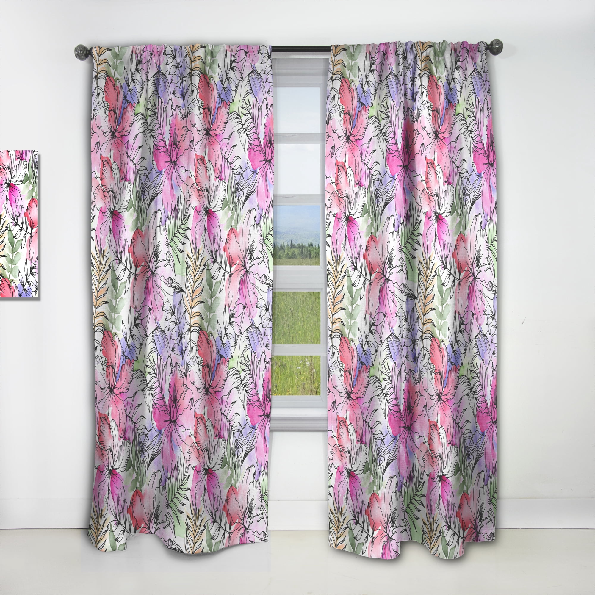 Designart 'Tropical Bright Mood IX' Floral Curtain Panel