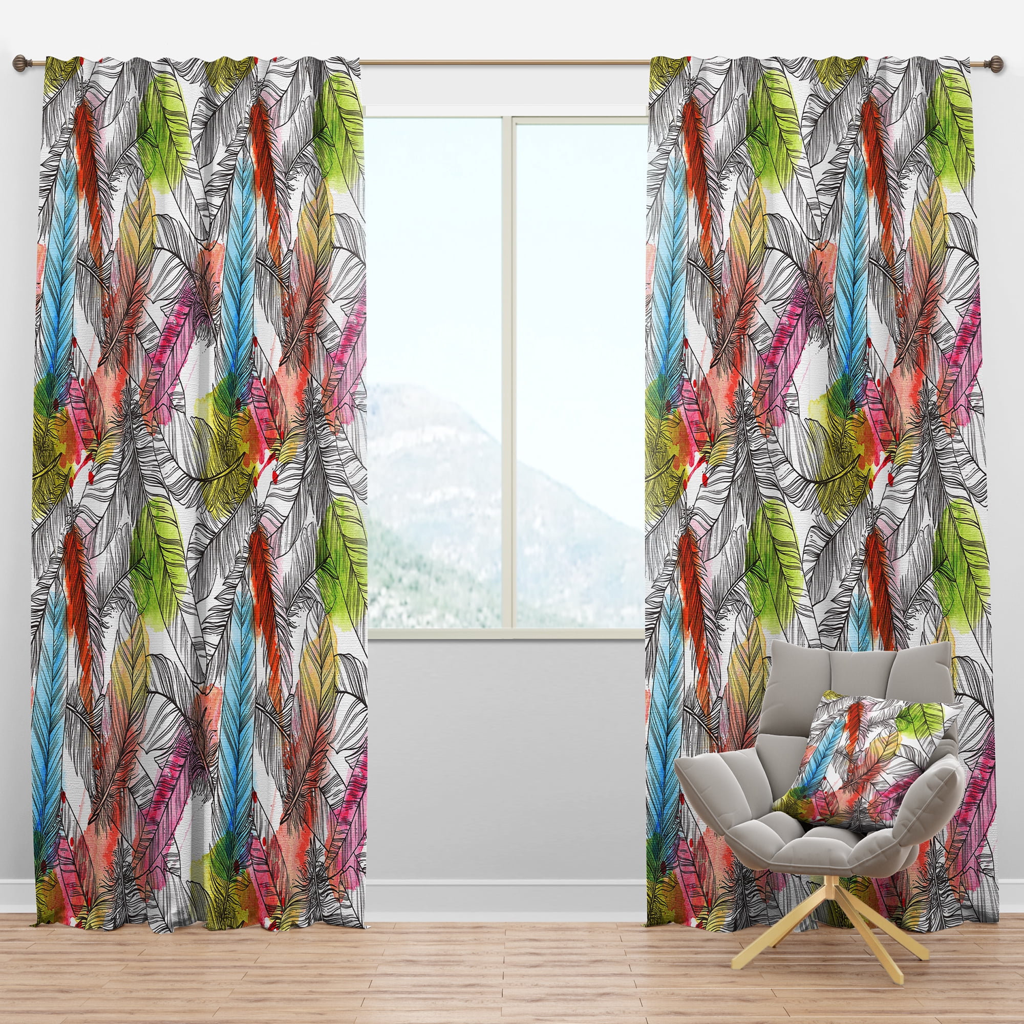 Designart 'Tropical Bright Mood VI' Southwestern Blackout Curtain Panel