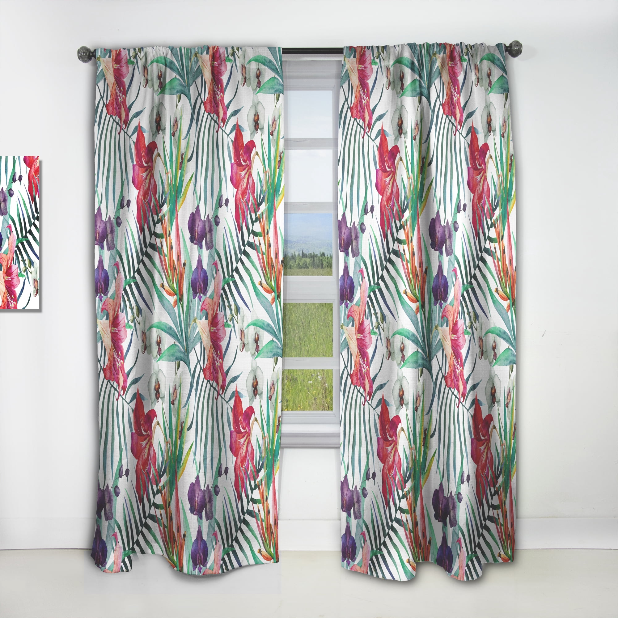Designart 'Tropical Bright Mood VIII' Floral Curtain Panel