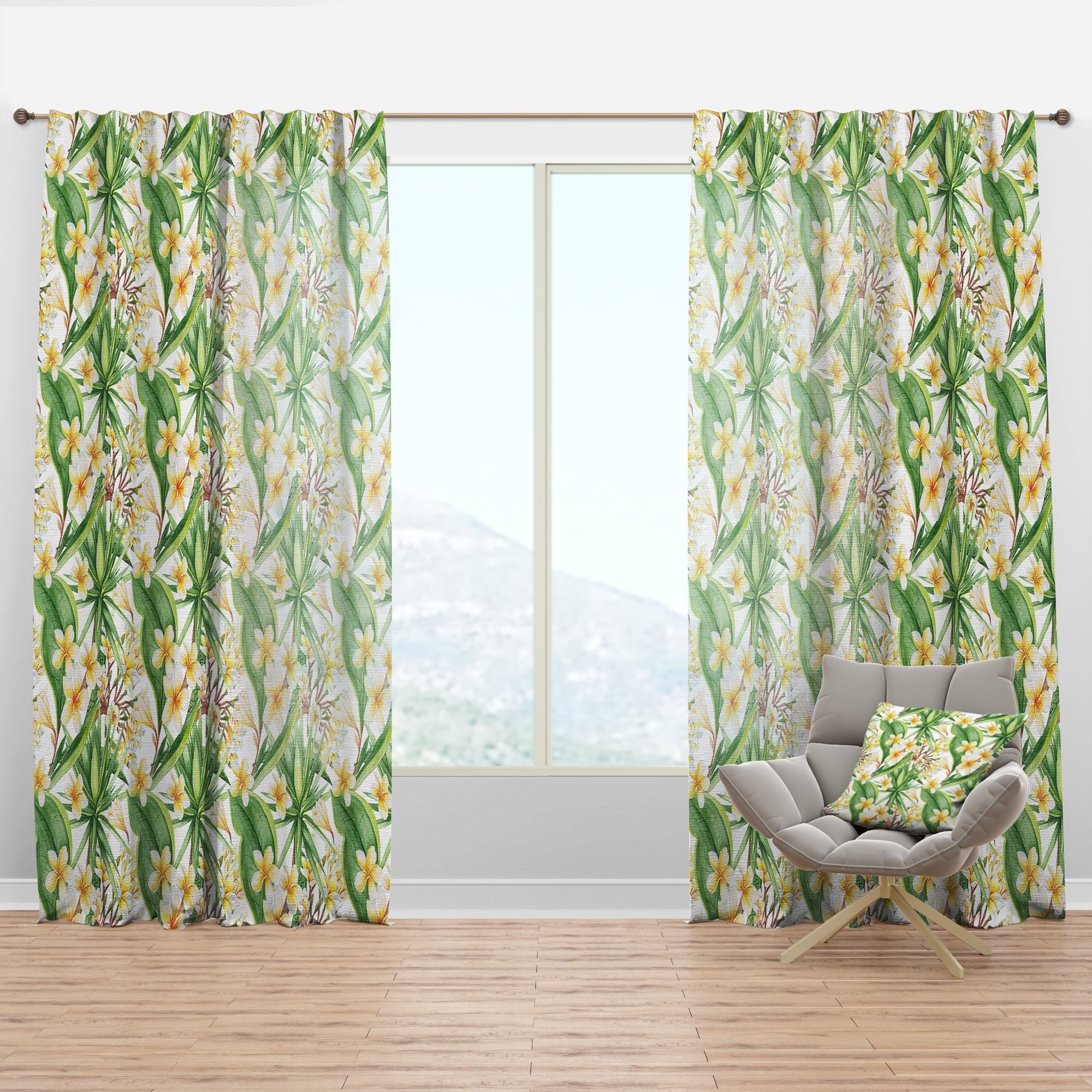 Designart 'Tropical Bright Mood X' Floral Curtain Panel