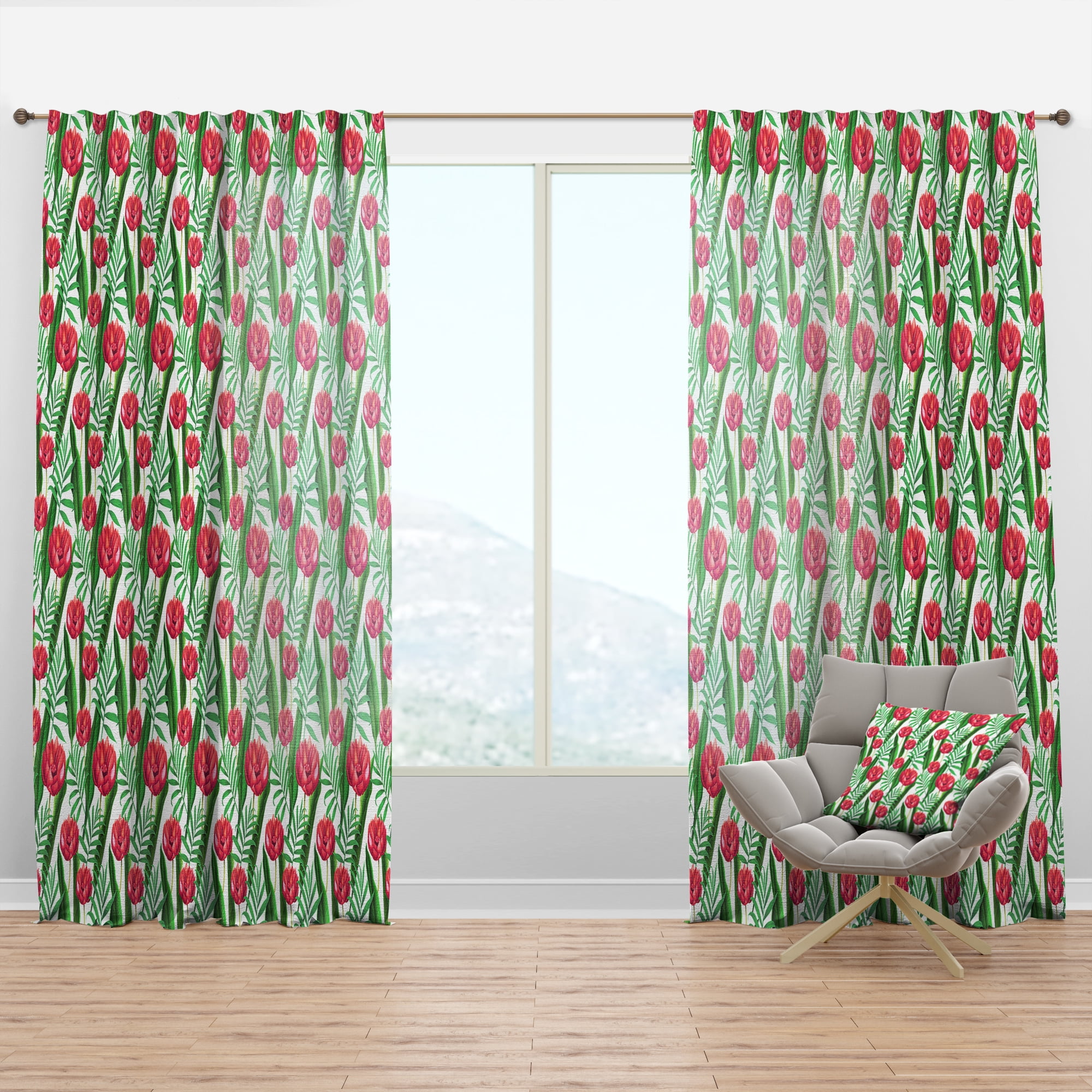 Designart 'Tropical Bright Mood XI' Floral Curtain Panel