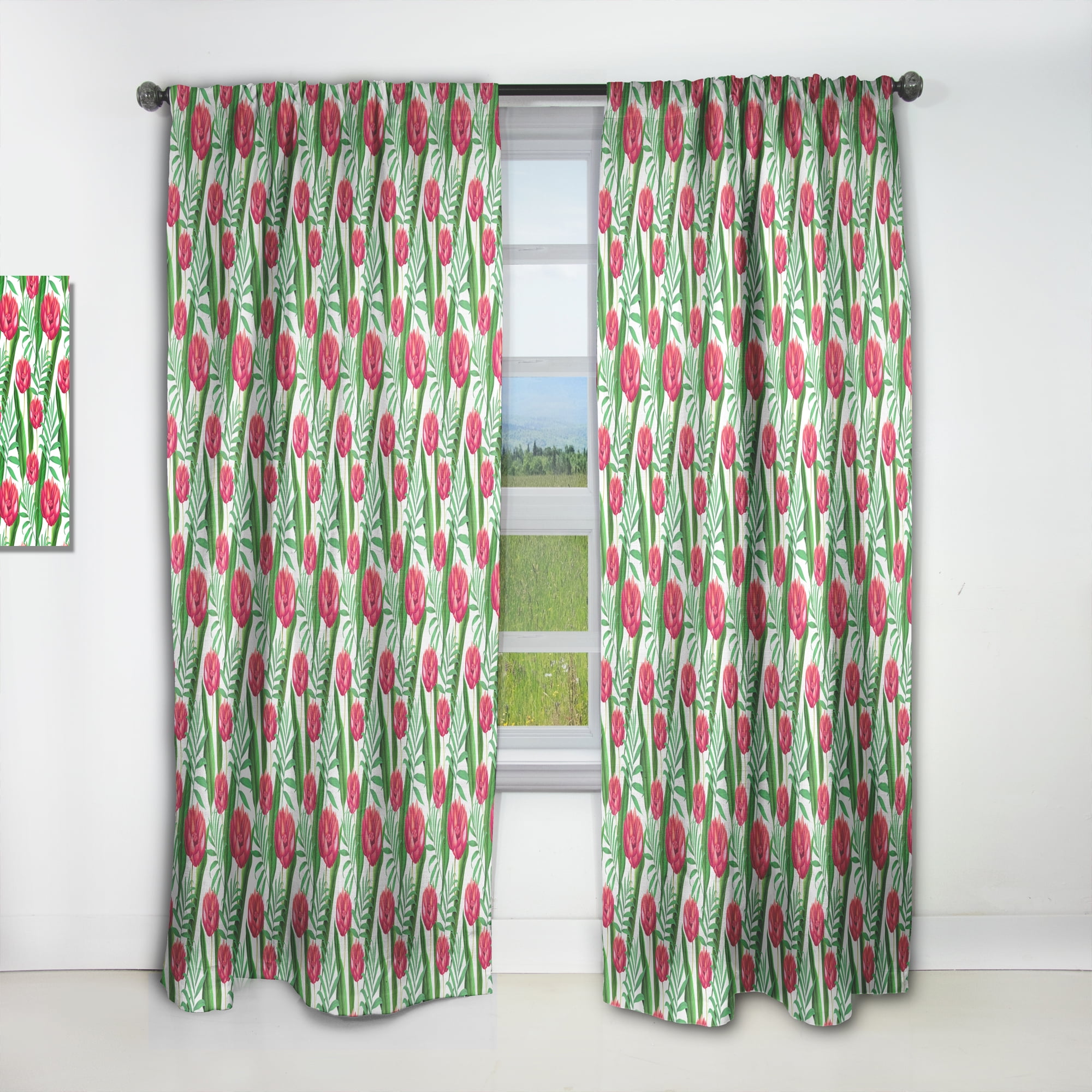 Designart 'Tropical Bright Mood XI' Floral Curtain Panel