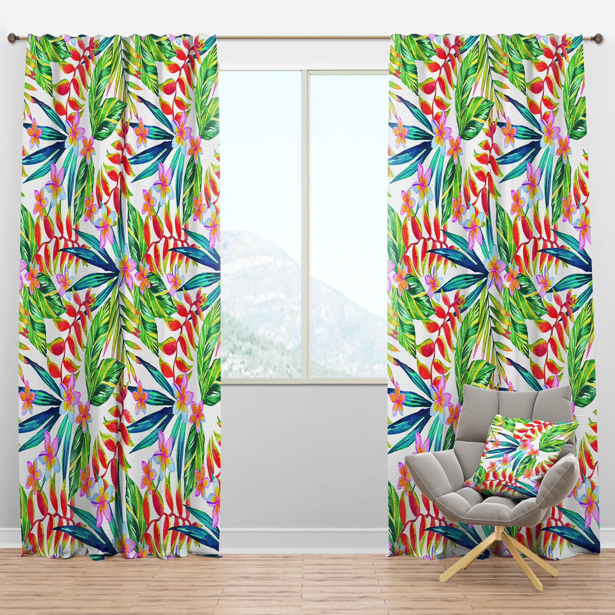 Designart 'Tropical Bright Mood XII' Floral Blackout Curtain Panel