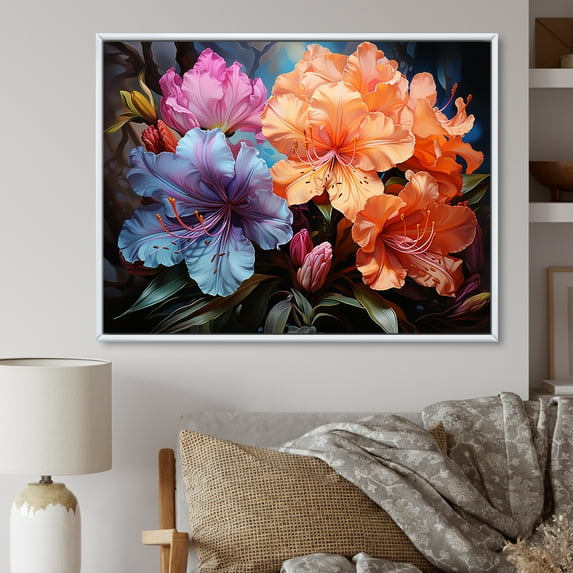 Designart "Tropical Color Explosion II" Hibiscus Floater Framed Wall Decor