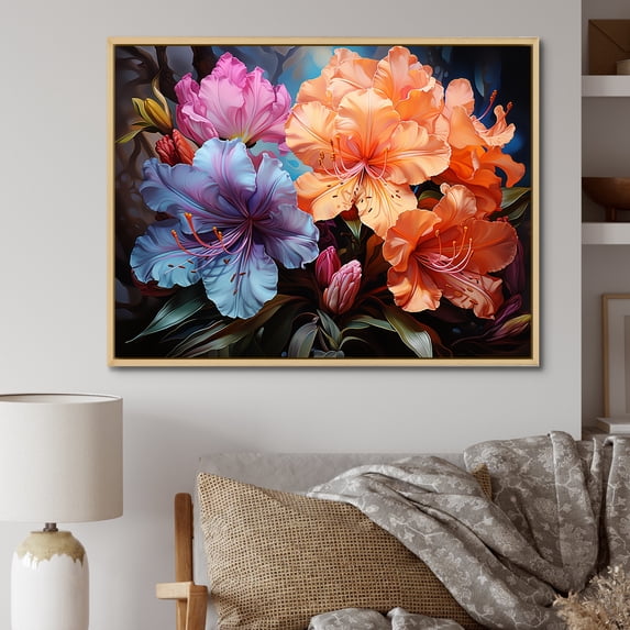 Designart "Tropical Color Explosion II" Hibiscus Floater Framed Wall Decor