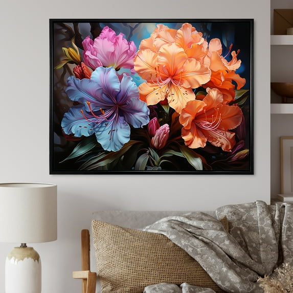 Designart "Tropical Color Explosion II" Hibiscus Floater Framed Wall Decor