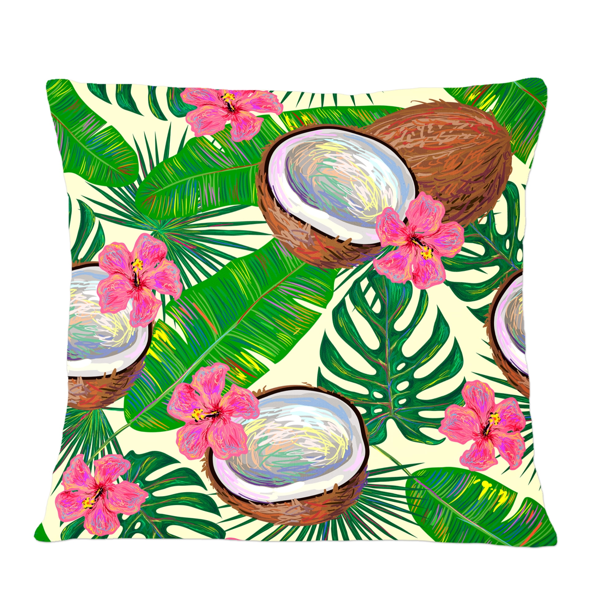 Designart Tropical Cooconut and Jungle Flowers' Mid-Century Modern Throw Pillow - 12x20