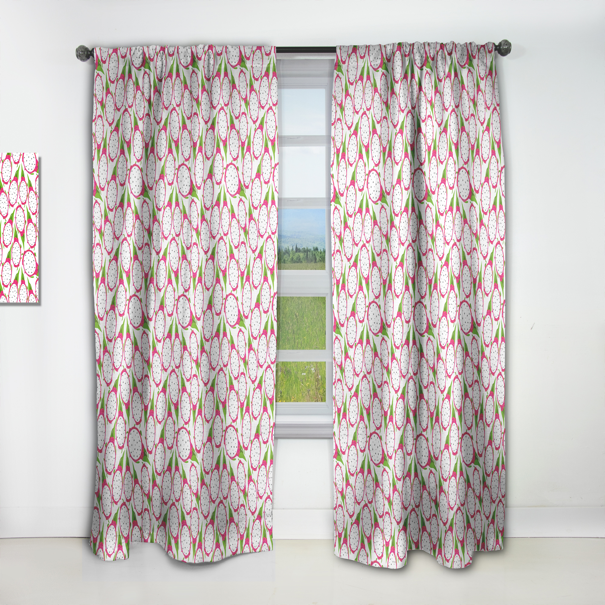 Designart 'Tropical Dragon Fruit Pattern I' Tropical Curtain Panel