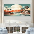 thumbnail image 1 of Designart "Tropical Dreams in Art Deco Sunset II" Extra Large Landscapes Framed Wall Art - Modern Green Abstract Landscapes Entryway Framed Wall Art Print, 1 of 7