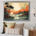 thumbnail image 1 of Designart "Tropical Dreams in Art Deco Sunset I" Landscapes Framed Wall Art Decor - Modern Green Abstract Landscapes Living Room Framed Canvas Art, 1 of 6