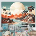 thumbnail image 1 of Designart "Tropical Dreams in Art Deco Sunset II" Extra Large Landscapes Wall Art - Modern Green Abstract Landscapes Hallway Wall Art Decor, 1 of 4