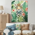 thumbnail image 1 of Designart "Tropical Elegance Leopard II" Animals Canvas Wall Art - Traditional Yellow Leopard Entryway Wall Art Print, 1 of 6