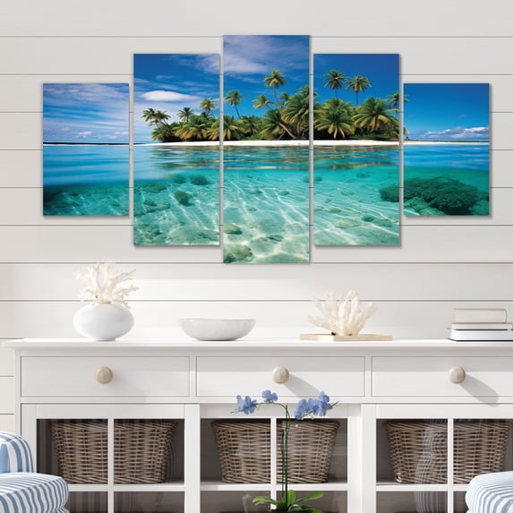 Designart "Tropical Escape Beach Photo V" Nautical & Beach Wall Art Prints Set