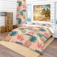 thumbnail image 1 of Designart 'Tropical Exotic Flowers & Pineapple Pattern' Tropical Duvet Cover Set, 1 of 4