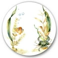 thumbnail image 1 of Designart 'Tropical Fish With Air Bubble and Algae' Traditional Circle Metal Wall Art 36x36 - Disc of 36, 1 of 5