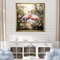 thumbnail image 1 of Designart "Tropical Flamingo Romance" Animals Framed Wall Art Decor - Modern Green Flamingo Bedroom Framed Canvas Wall Art, 1 of 6