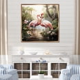 thumbnail image 1 of Designart "Tropical Flamingo Romance" Animals Framed Wall Art - Traditional Green Flamingo Bedroom Framed Canvas Wall Art, 1 of 6