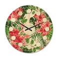 thumbnail image 1 of Designart 'Tropical Flowers and Leaves I' Mid-Century Modern Wood Wall Clock, 1 of 5